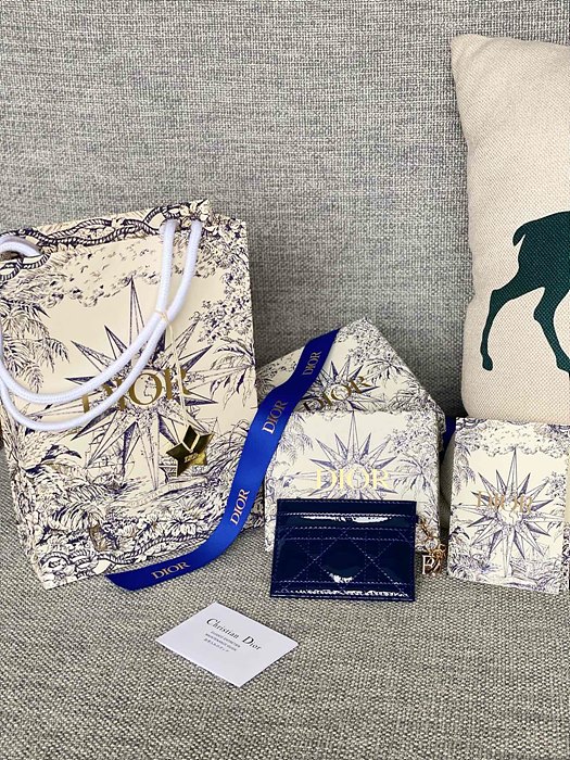 디올 레이디 5-슬롯 카드 지갑 블루