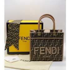 (국내배송) 펜디 선샤인 스몰 쇼퍼백 브라운 자가드 패브릭 체스트넛