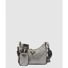 프라다 2005 리에디션 크리스탈 장식 새턴 숄더백