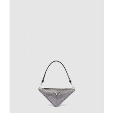 프라다 크리스탈 장식 새틴 트라이앵글 핸드백 1BC190