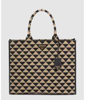 프라다 심볼 자카드 패브릭 토트백 1BA356