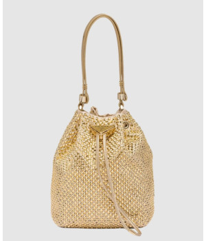 프라다 크리스털 장식 새틴 미니 버킷백 1BE067