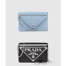 프라다 브러쉬드 레더 체인 숄더백 1BH189