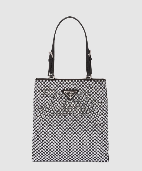 프라다 크리스탈 새틴 토트백 1BA253