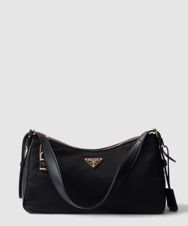 프라다 자물쇠가 있는 에메 라지 리나일론 숄더백 1BC232