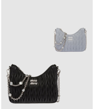 미우미우 마테라쎄 나파 가죽 크리스탈 숄더백 5BH211