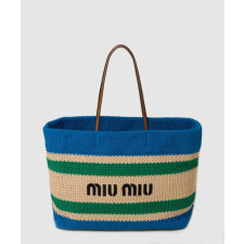 미우미우 라피아 코튼 토트백 5BG228