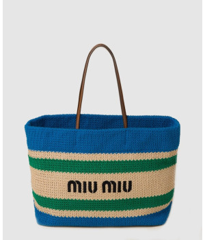 미우미우 라피아 코튼 토트백 5BG228