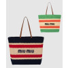 미우미우 라피아 코튼 토트백 5BG228