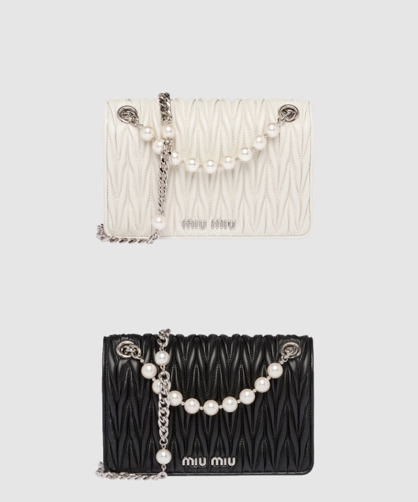 미우미우 마테라쎄 크리스탈 나파 레더 미니 숄더백 5BP065