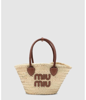 미우미우 우븐 패브릭 토트백 5BG273