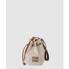 미우미우 로고 캔버스 레더 버킷백 5BE090