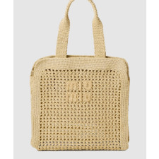 미우미우 로고 라피아 토트백 5BG230