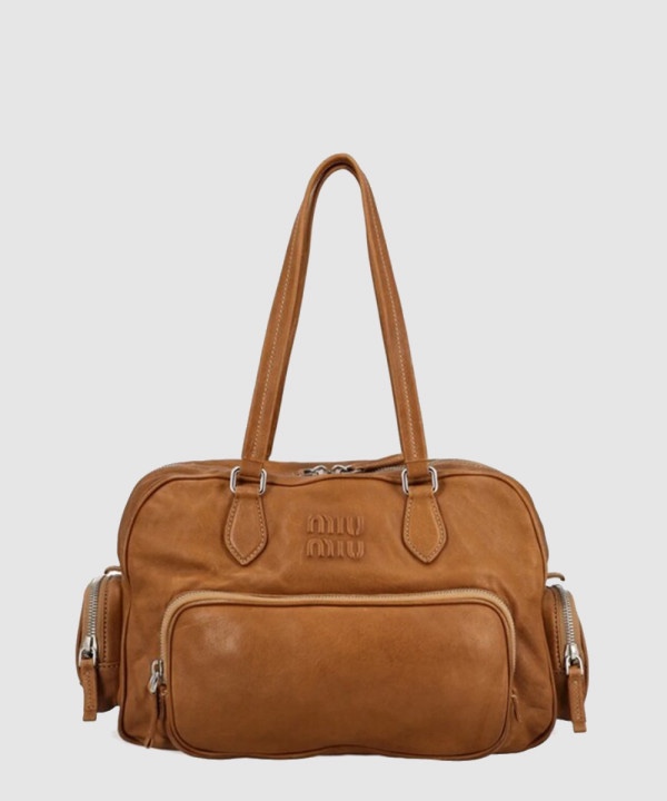 미우미우 포켓 나파 레더 탑 핸들백 5BB159