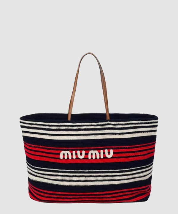 미우미우 라피아 코튼 토트백 5BG228