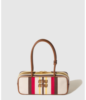 미우미우 캔버스 보 레더 토트백 5BB173