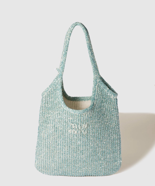 미우미우 아이비 스팽글 메쉬 토트백 5BG231