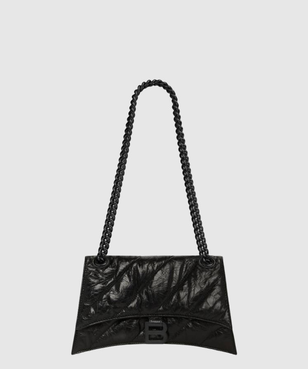 발렌시아가 블랙 카프스킨 크러쉬 스몰 체인 숄더백 716351