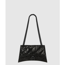 발렌시아가 블랙 카프스킨 크러쉬 스몰 체인 숄더백 716351