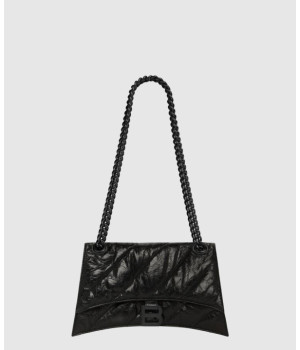 발렌시아가 블랙 카프스킨 크러쉬 스몰 체인 숄더백 716351