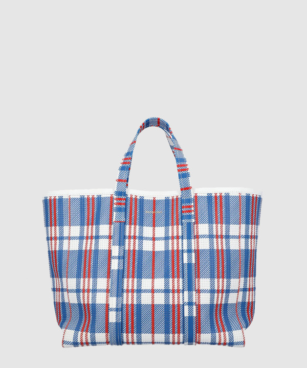 발렌시아가 바베스 체크 쇼퍼백 671409