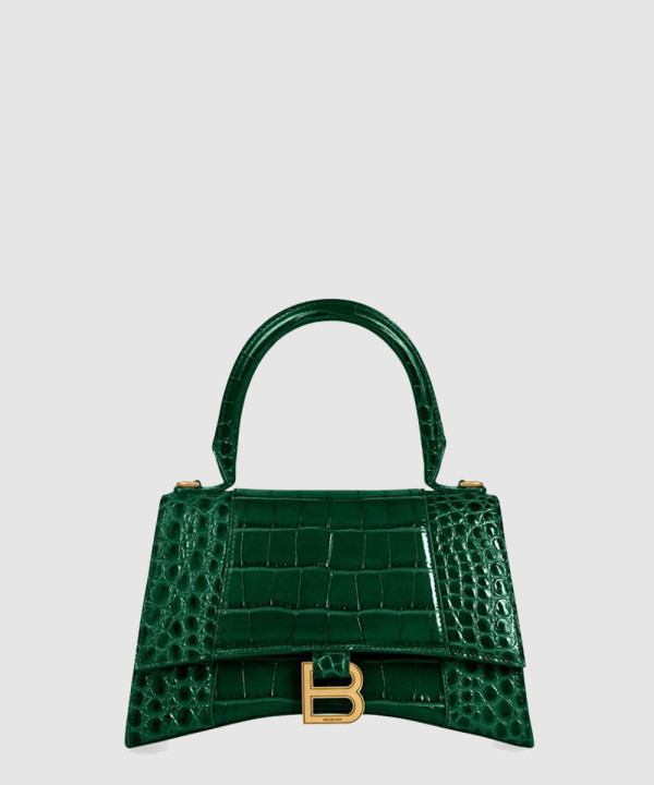 발렌시아가 아워글래스 스몰 크로커다일 엠보싱 핸드백 593546