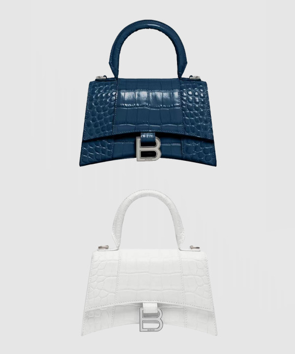 발렌시아가 아워글래스 XS 크로커 엠보싱 탑 핸드백 592833