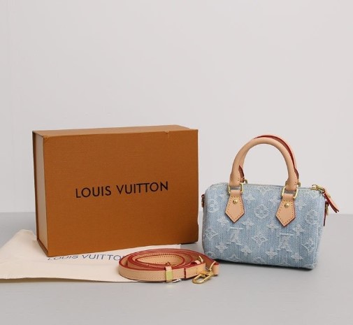 (국내배송) 루이비통 나노 스피디 데님 모노그램 토트 크로스백