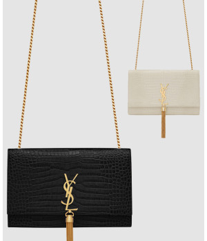 생로랑 미디움 크로커 태슬 케이트 숄더백 354119