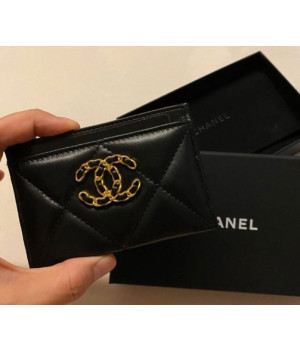 (국내배송) 샤넬 수입 19 램스킨 금장 카드 홀더 지갑