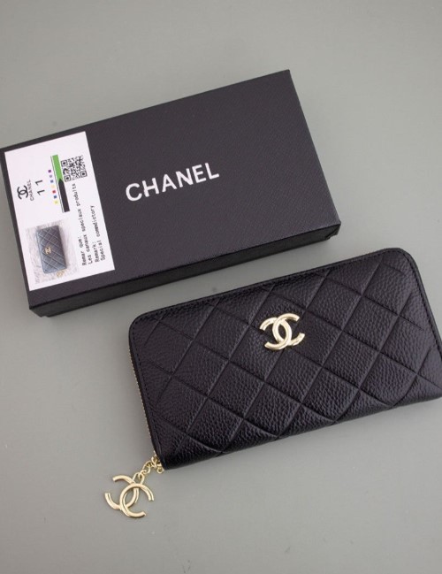(국내배송) 샤넬 블랙 소프트 캐비어 금장 지피 월릿