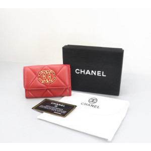 (국내배송) 샤넬 19 똑딱이 카드 지갑 레드