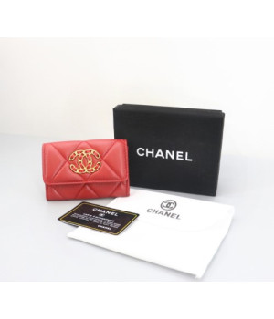 (국내배송) 샤넬 19 똑딱이 카드 지갑 레드