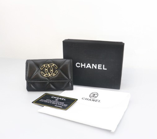 (국내배송) 샤넬 19 똑딱이 카드 지갑 블랙