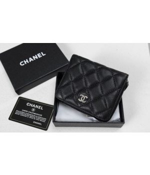 (국내배송) 샤넬 은장 로고 똑딱이 지퍼 카드 반지갑