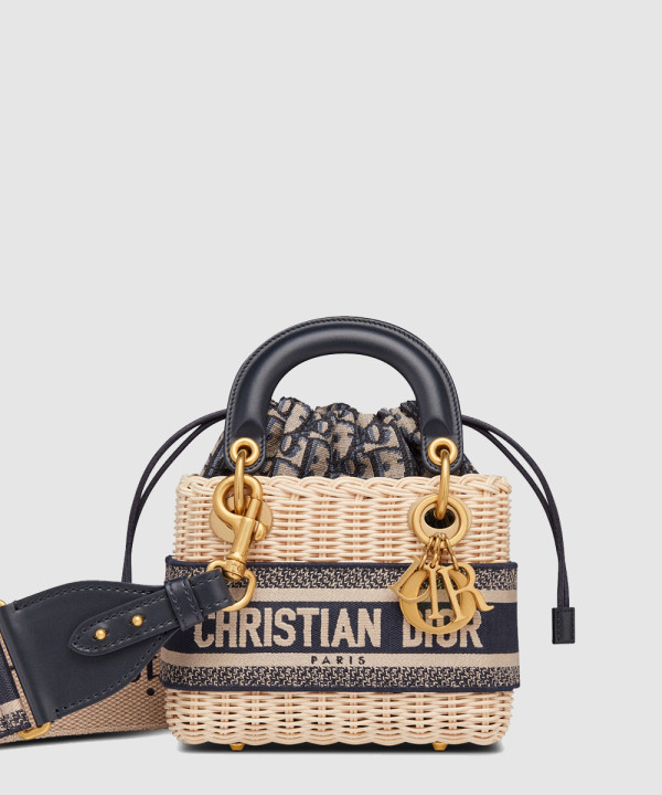 디올 레이디 디올 미니 내추럴 라탄백 M0505