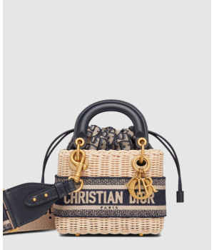 디올 레이디 디올 미니 내추럴 라탄백 M0505