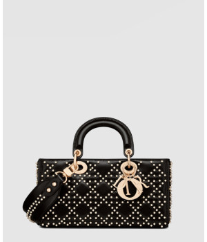 디올 레이디 디조이백 미디움 크링클 이펙트 화이트 레진 하프 펄 모티프 M0540