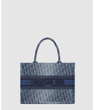 디올 북 토트백 미디움 블루 오블리크 M1296