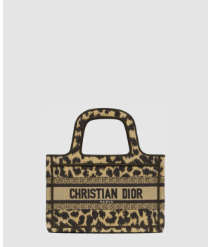 디올 미니 북토트백 베이지 멀티컬러 미짜 자수 S5475