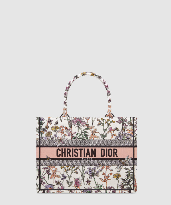 디올 미디움 북 토트백 허바륨 자수 화이트 멀티컬러 M1296