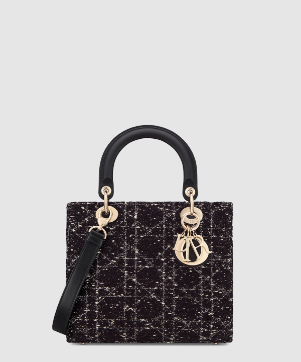 디올 미디움 레이디백 트위드 블랙 M0565