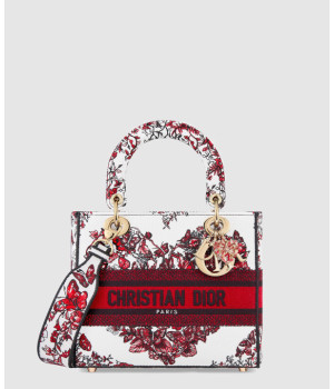 디올 미디움 레이디 디라이트 백 화이트 레드 르 꾀흐 파피용이 M0565