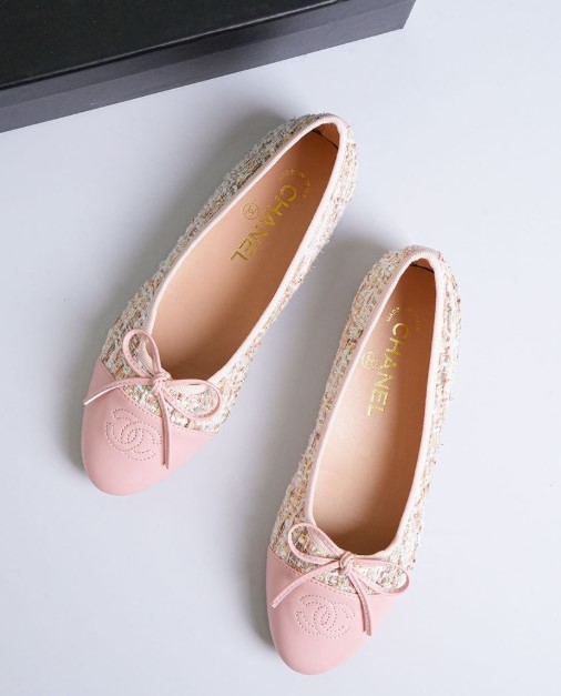 (국내배송) 샤넬 트위드 발레리나 플랫 슈즈