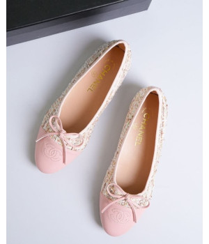 (국내배송) 샤넬 트위드 발레리나 플랫 슈즈