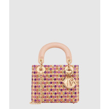 디올 라이트 레이디 백 사틴 자수 미러 비즈 스트라스 멀티컬러 M0505