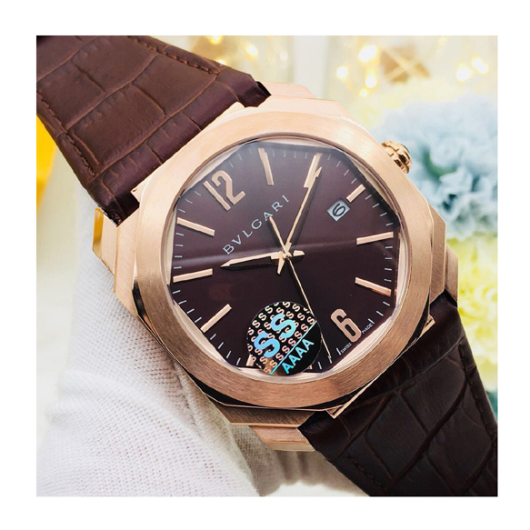 불가리 옥토 브라운 엘리게이터 브레이슬릿 41mm