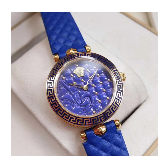 베르사체 스터드 장식 메두사 손목시계 블루 36mm