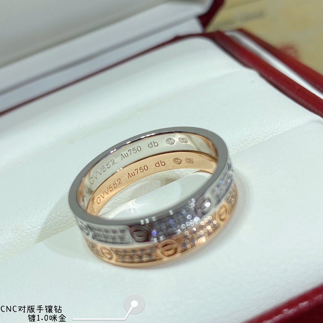 18K 하이엔드 미러급 까르띠에 미니 파베 러브 반지 (구성품 풀박스)