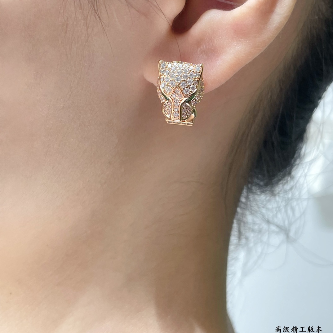 18K 하이엔드 미러급 까르띠에 팬더드 파베 귀걸이 (구성품 풀박스)